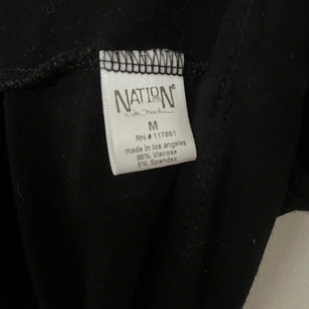 Nation LDT (M) Jersey Mini Midi Dress Black Stretchy Rayon Sleeveless - Picture 3 of 7
